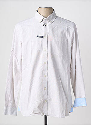 Chemise manches longues imprimé rayures beige FQ1924 homme