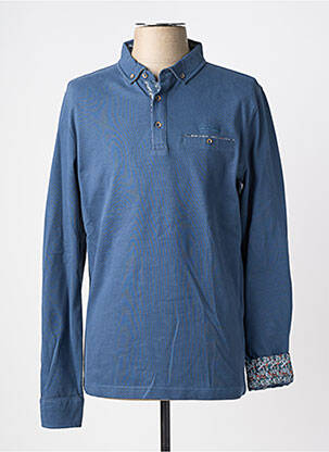 Polo manches longues manches longues bleu DELAHAYE homme