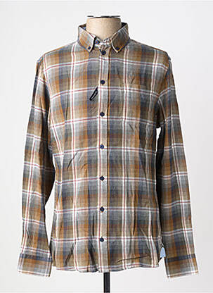 Chemise manches longues imprimé carreaux marron FQ1924 homme