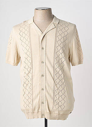 Gilet manches courtes col tailleur beige NO EXCESS homme