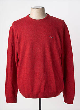 Pull tissage chiné manches longues rouge FQ1924 homme