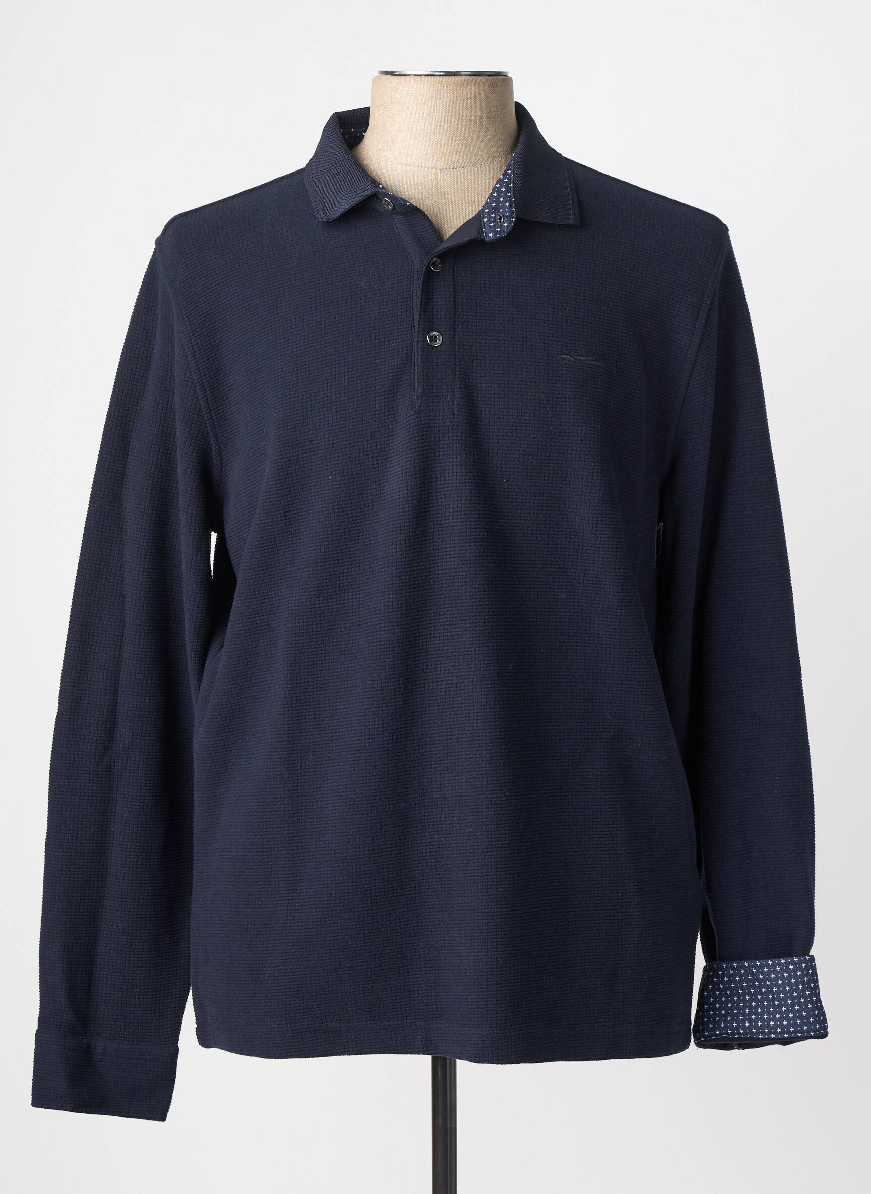 Polo manches longues manches longues bleu DELAHAYE homme