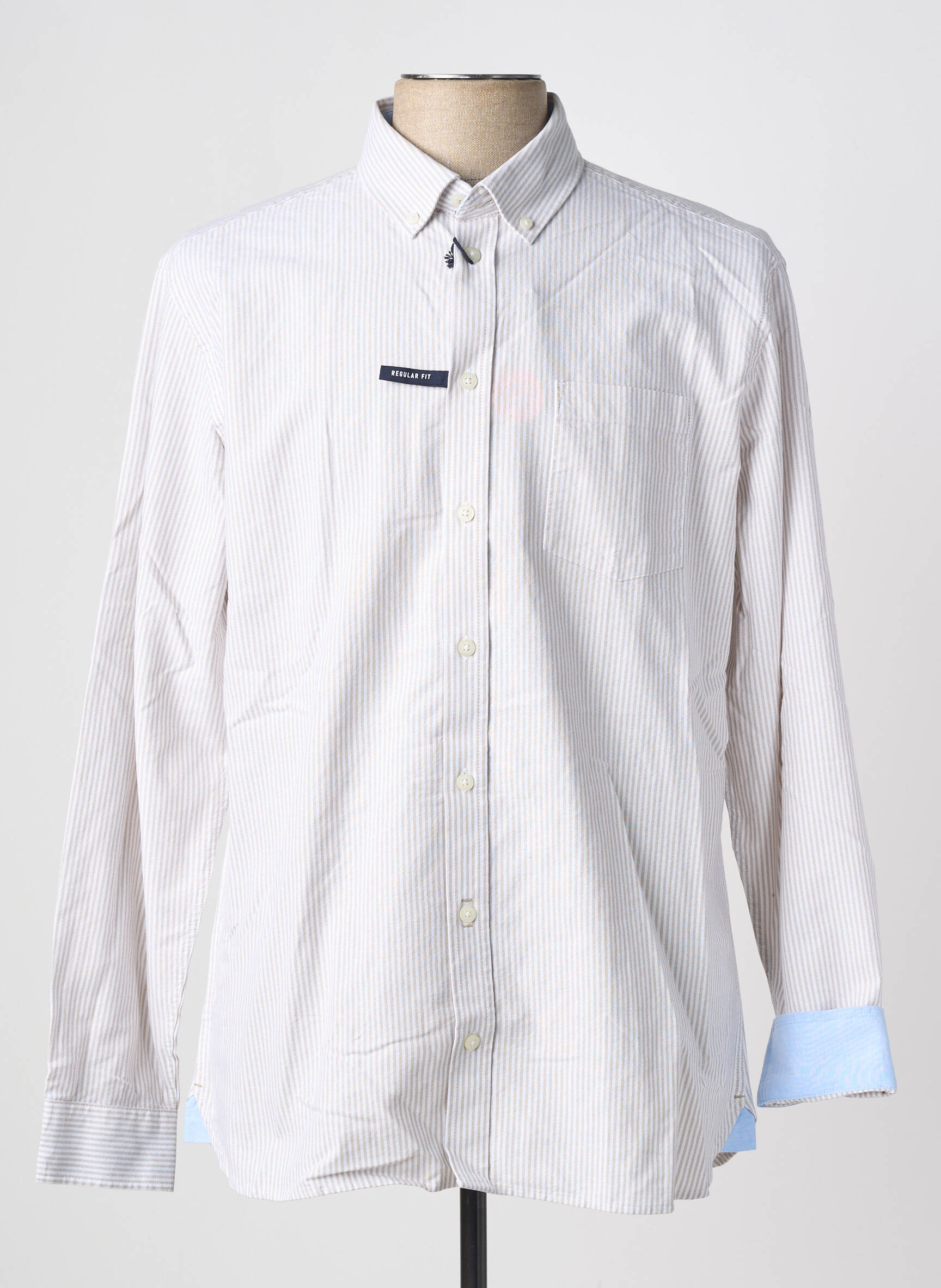 Chemise manches longues coupe cintrée beige FQ1924 homme