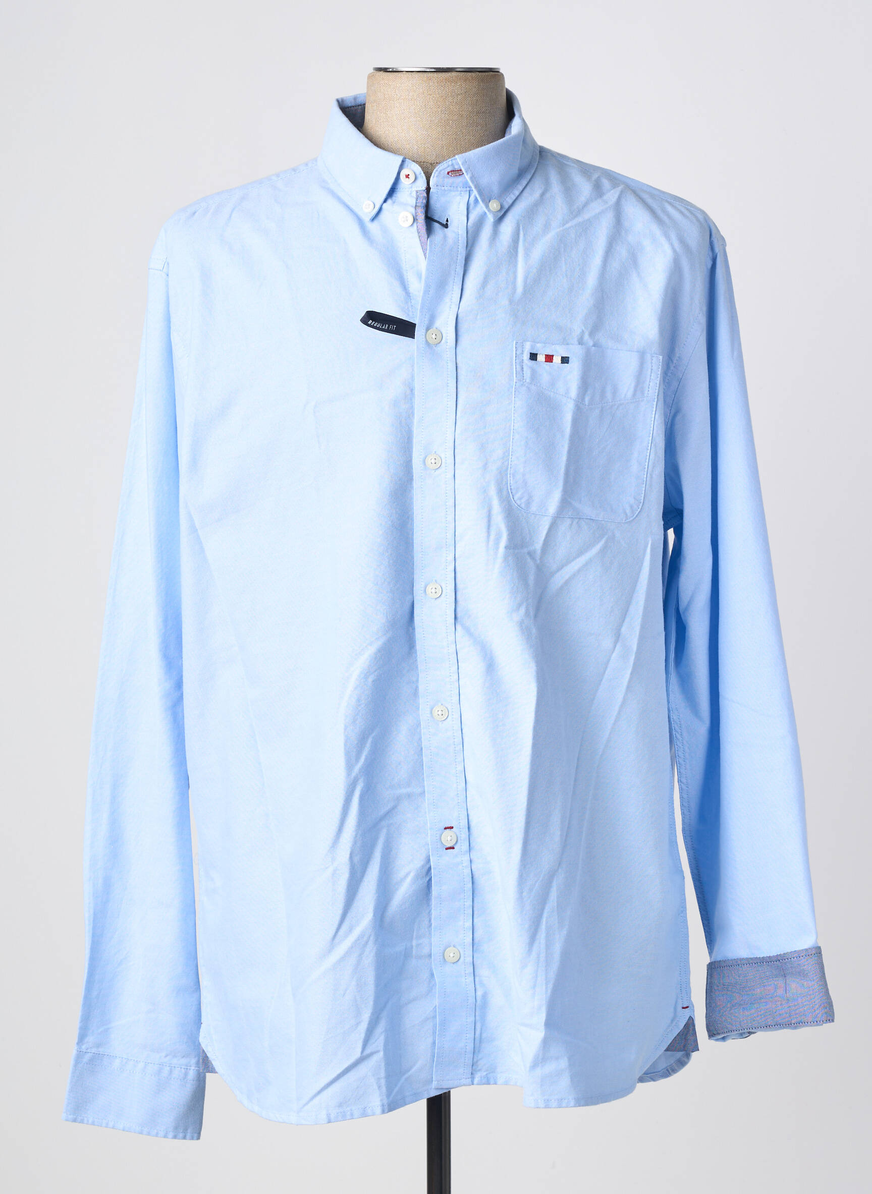 Chemise manches longues poches bleu FQ1924 homme