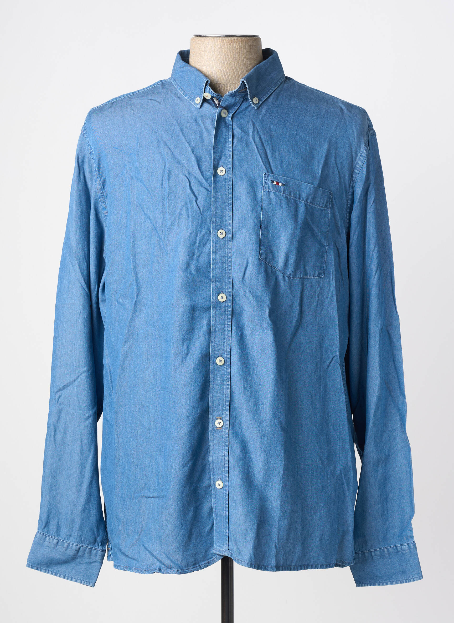 Chemise manches longues poches bleu FQ1924 homme