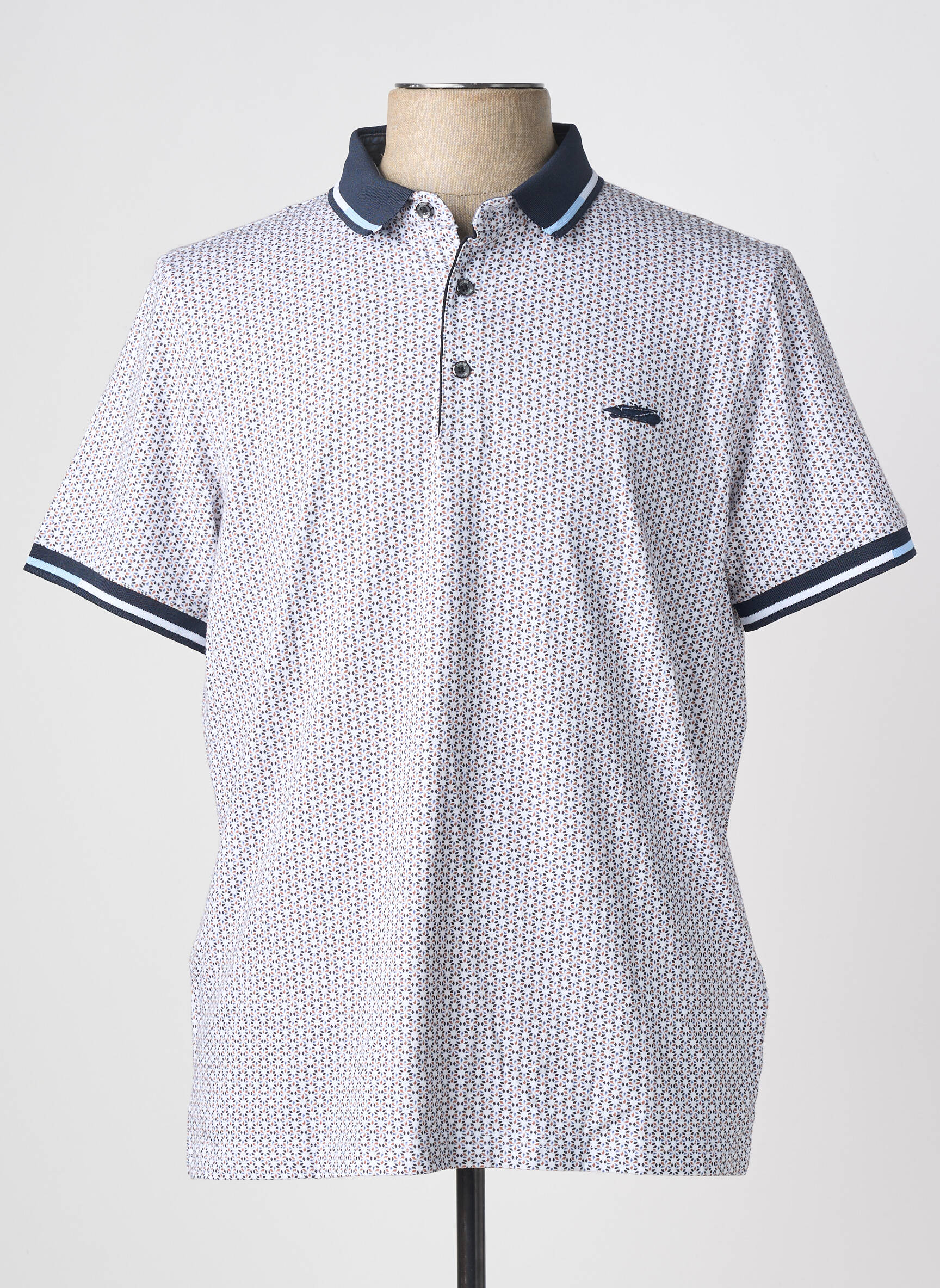Polo tissage jersey manches courtes bleu DELAHAYE homme