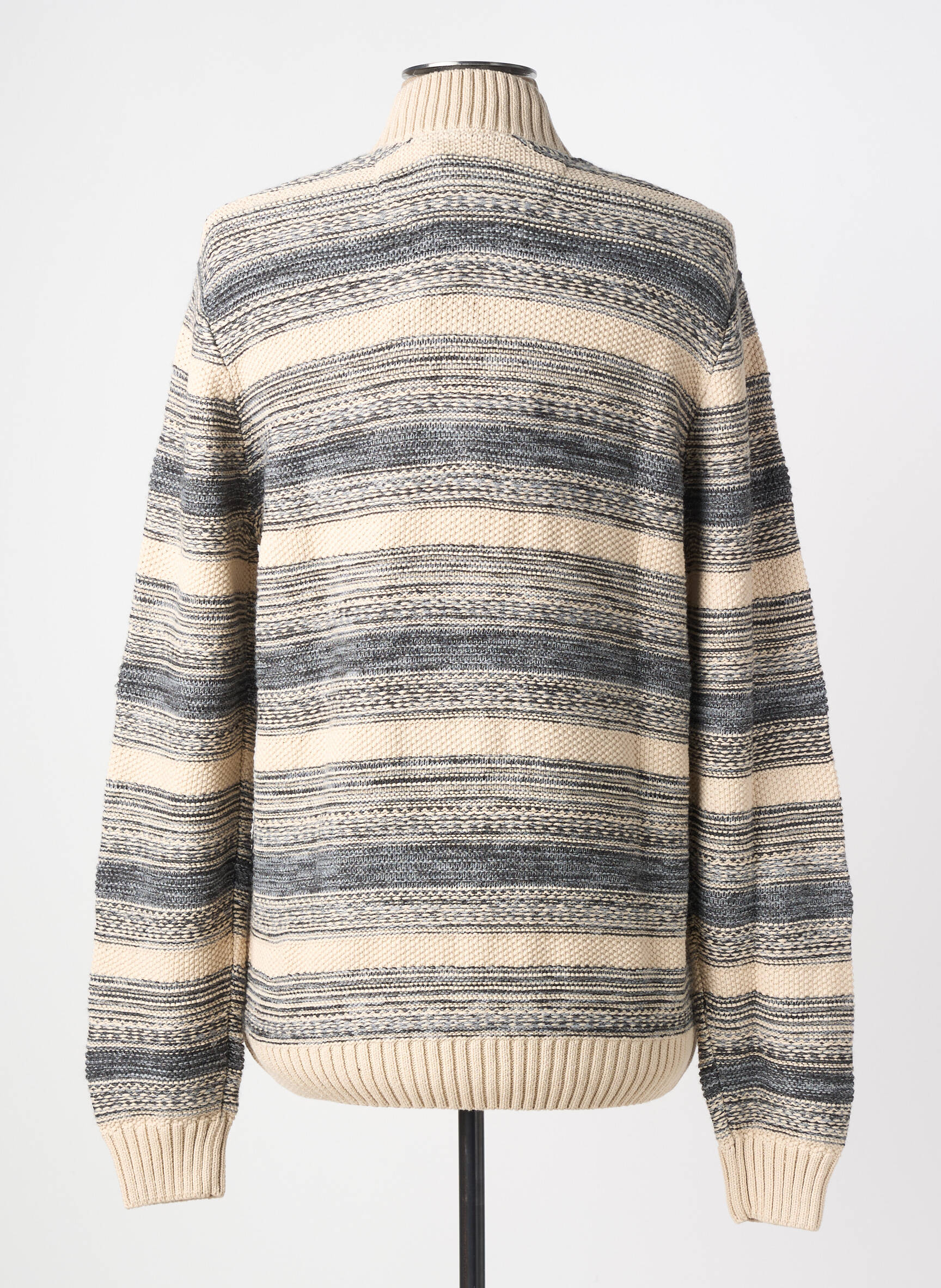 Pull tissage jacquard manches longues beige FQ1924 homme