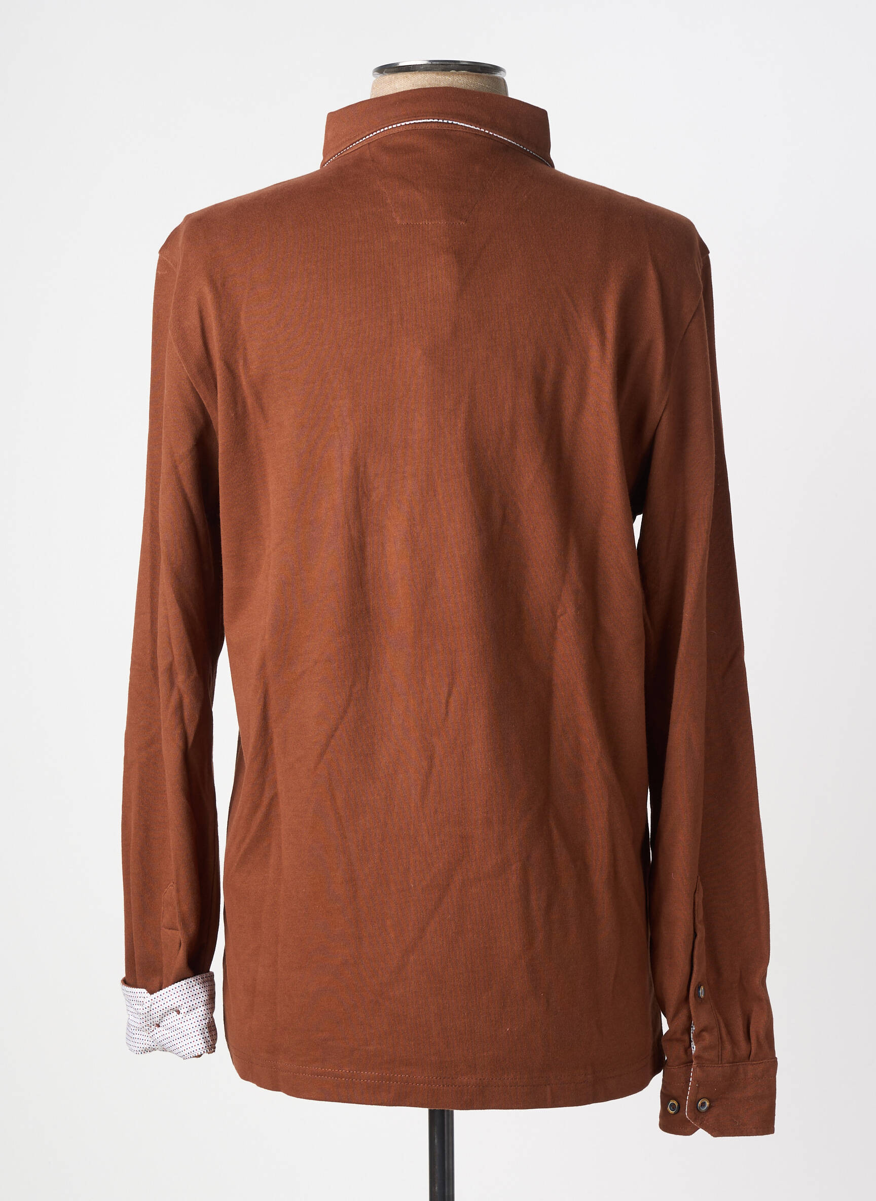 Polo manches longues manches longues marron DELAHAYE homme