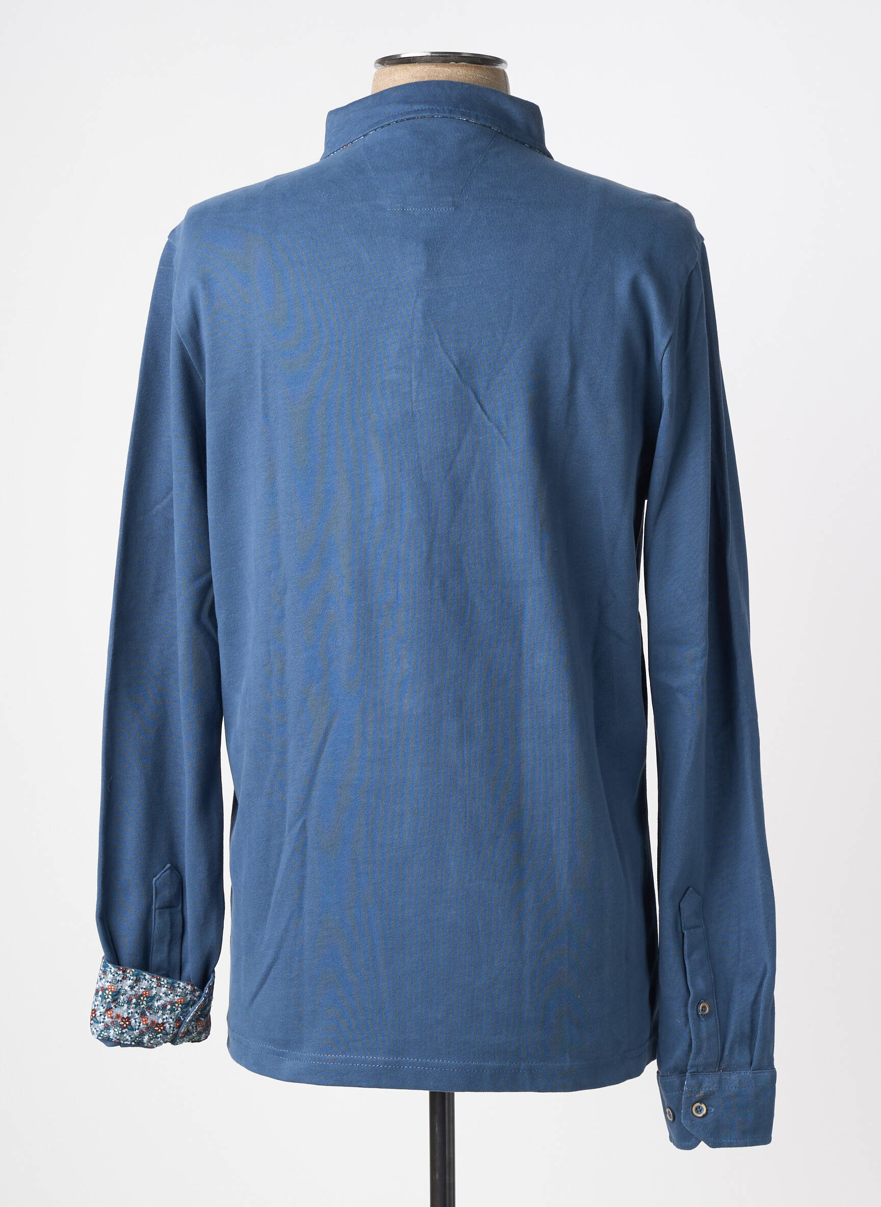 Polo manches longues manches longues bleu DELAHAYE homme