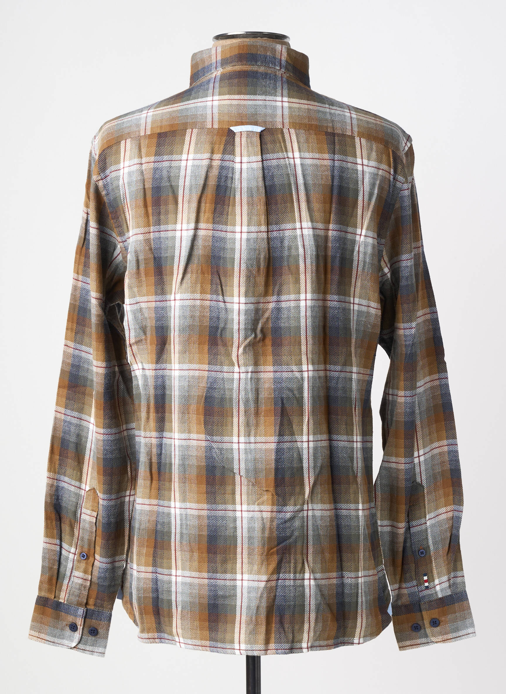 Chemise manches longues imprimé carreaux marron FQ1924 homme