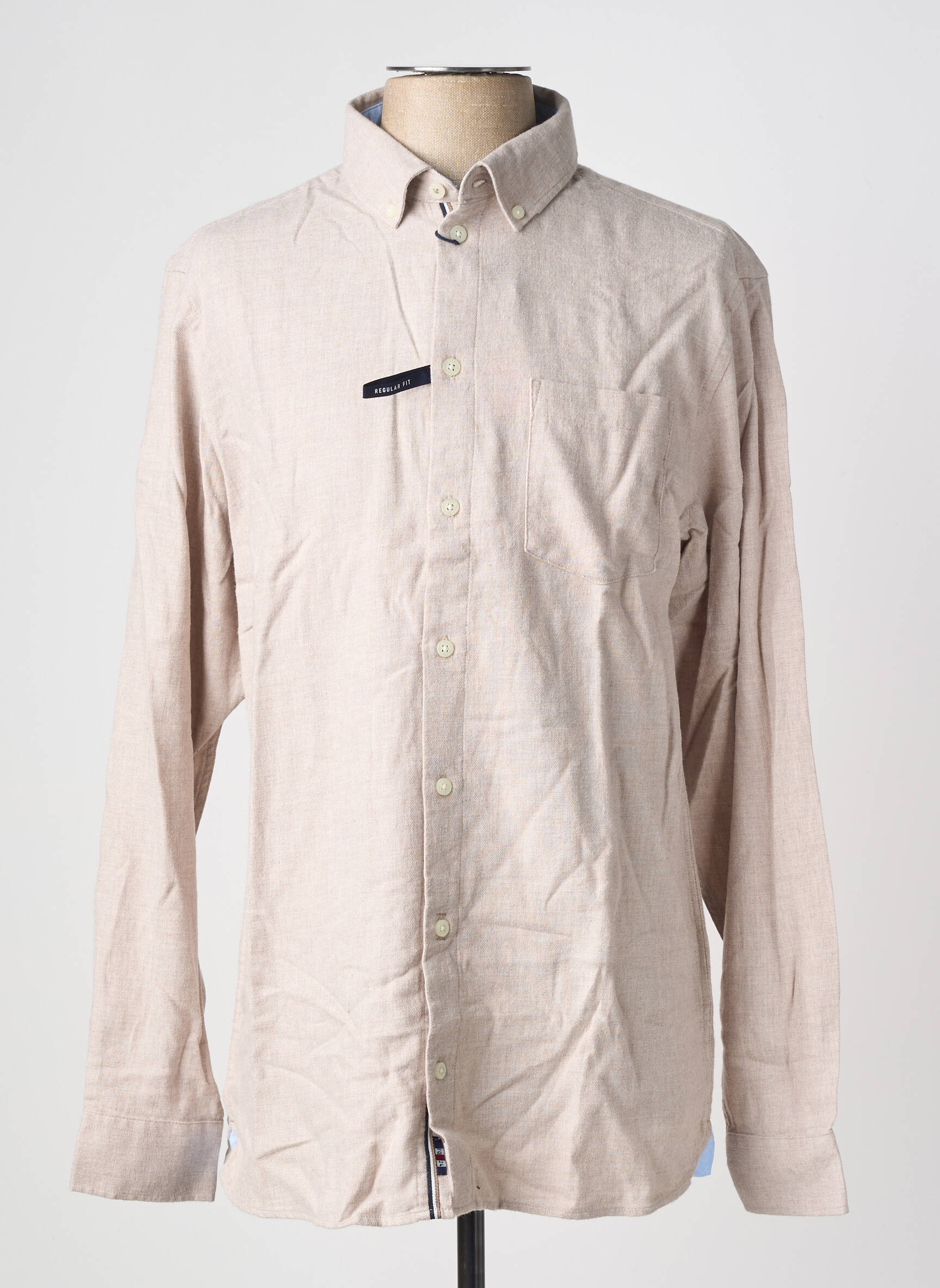 Chemise manches longues poches beige FQ1924 homme