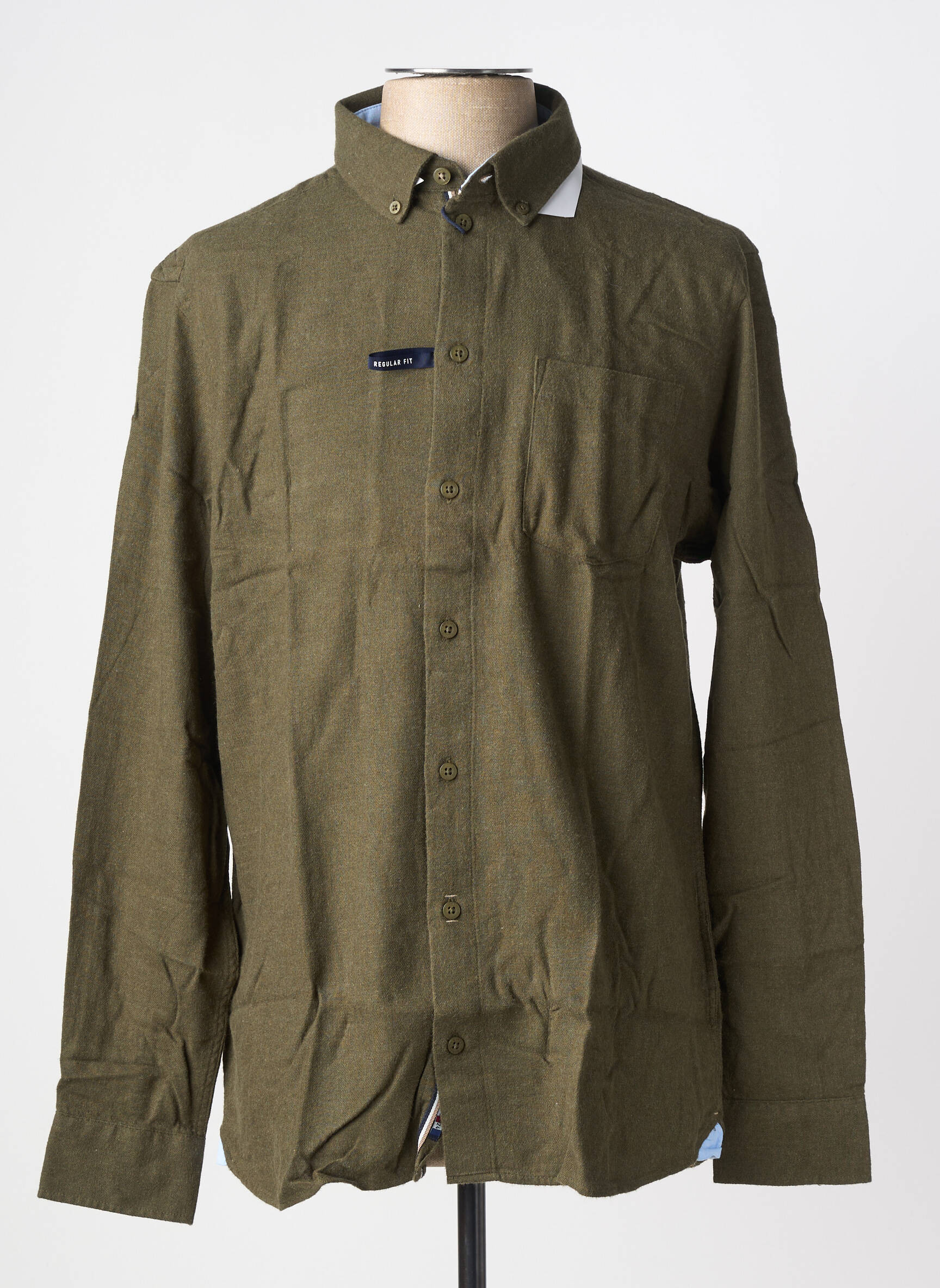 Chemise manches longues poches vert FQ1924 homme