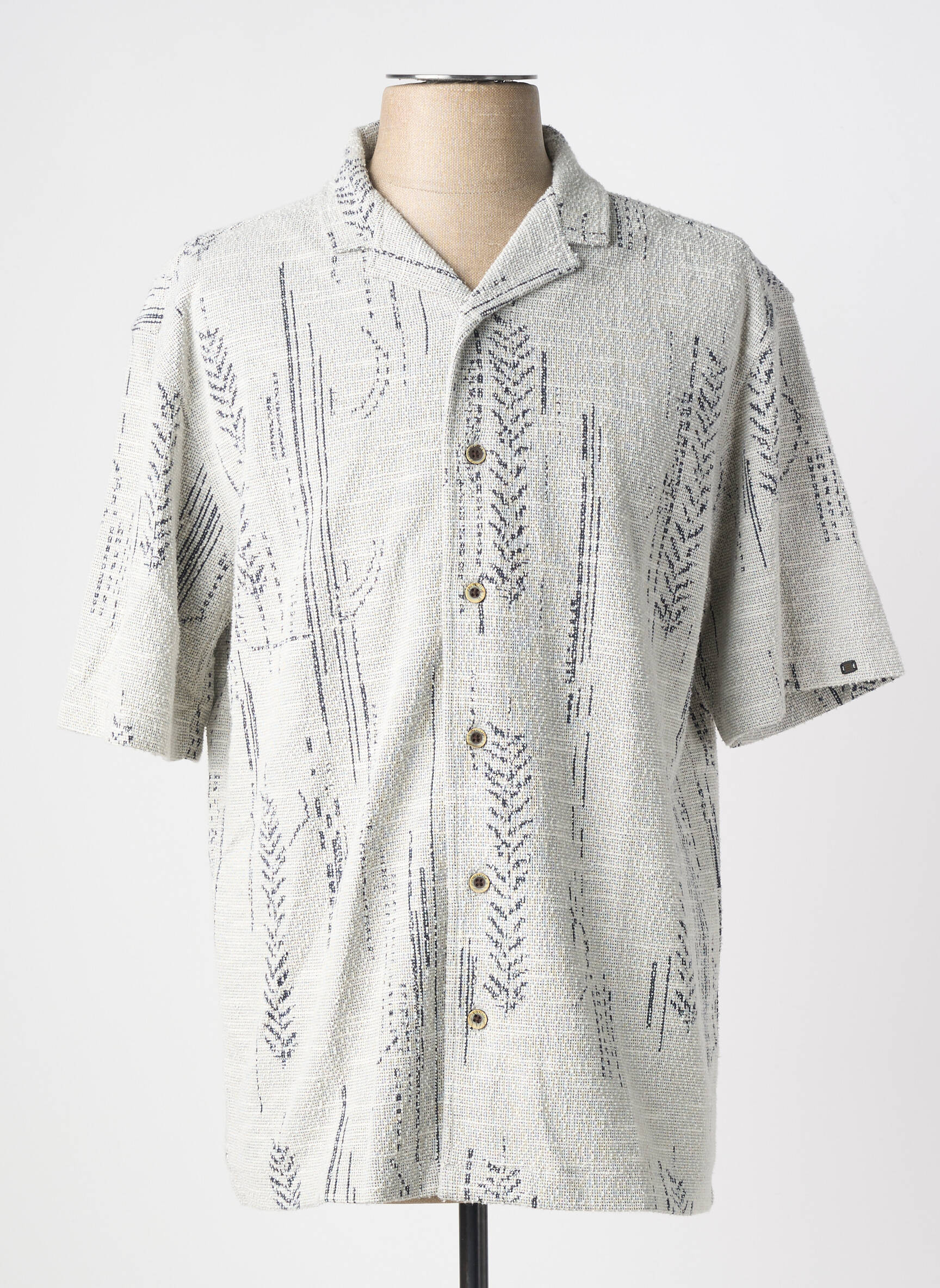 Chemise manches courtes col tailleur gris NO EXCESS homme