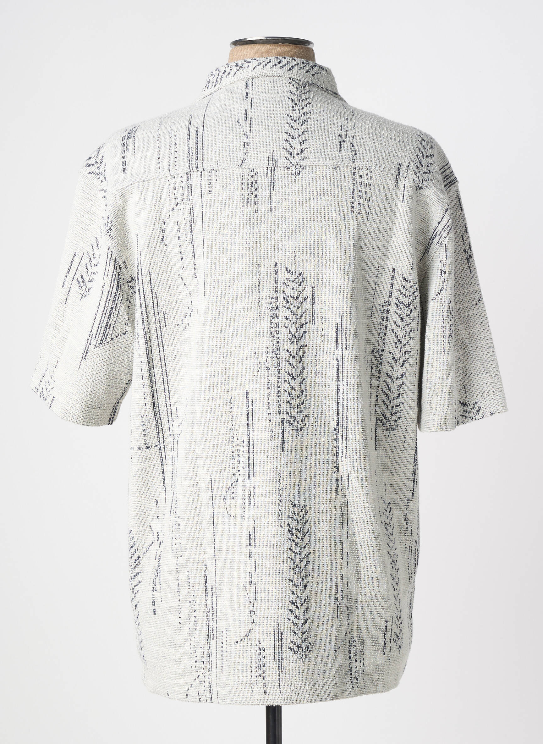 Chemise manches courtes col tailleur gris NO EXCESS homme