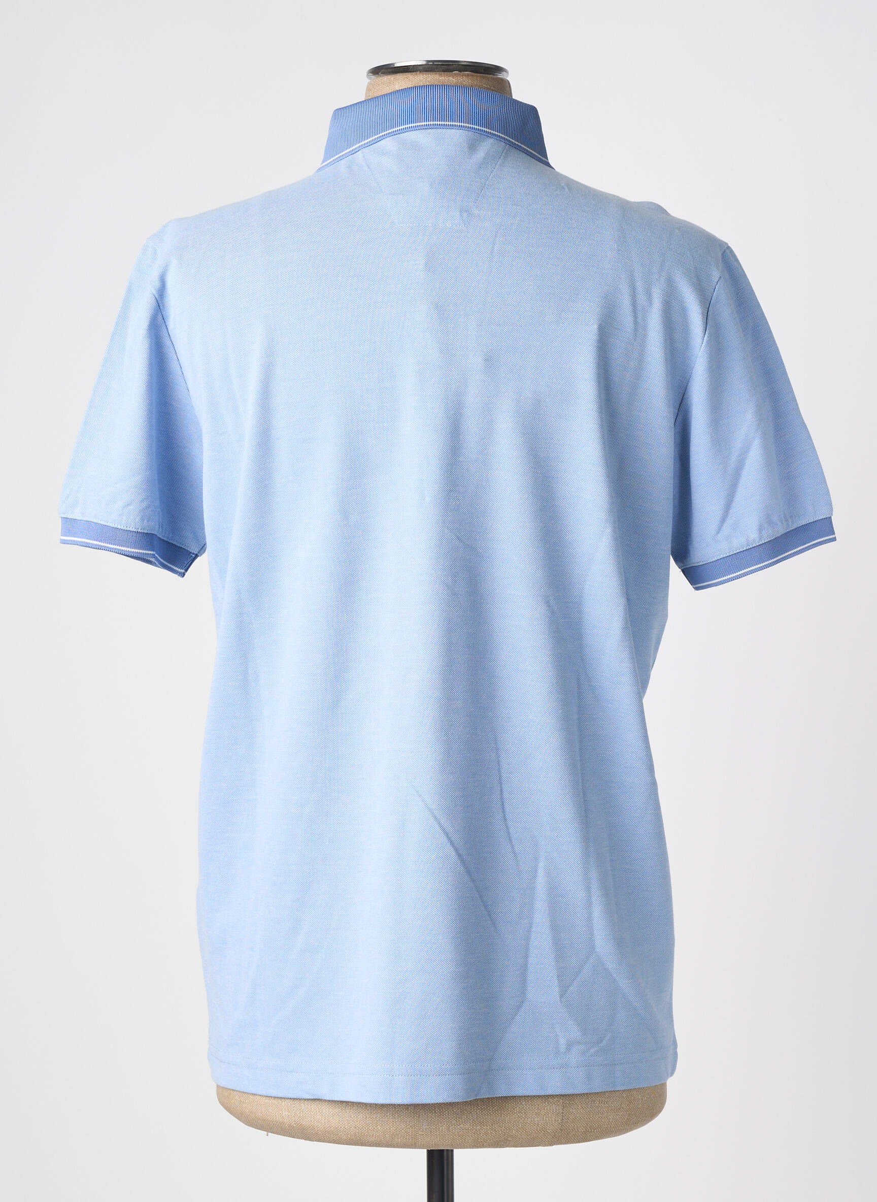 Polo tissage chiné manches courtes bleu DELAHAYE homme