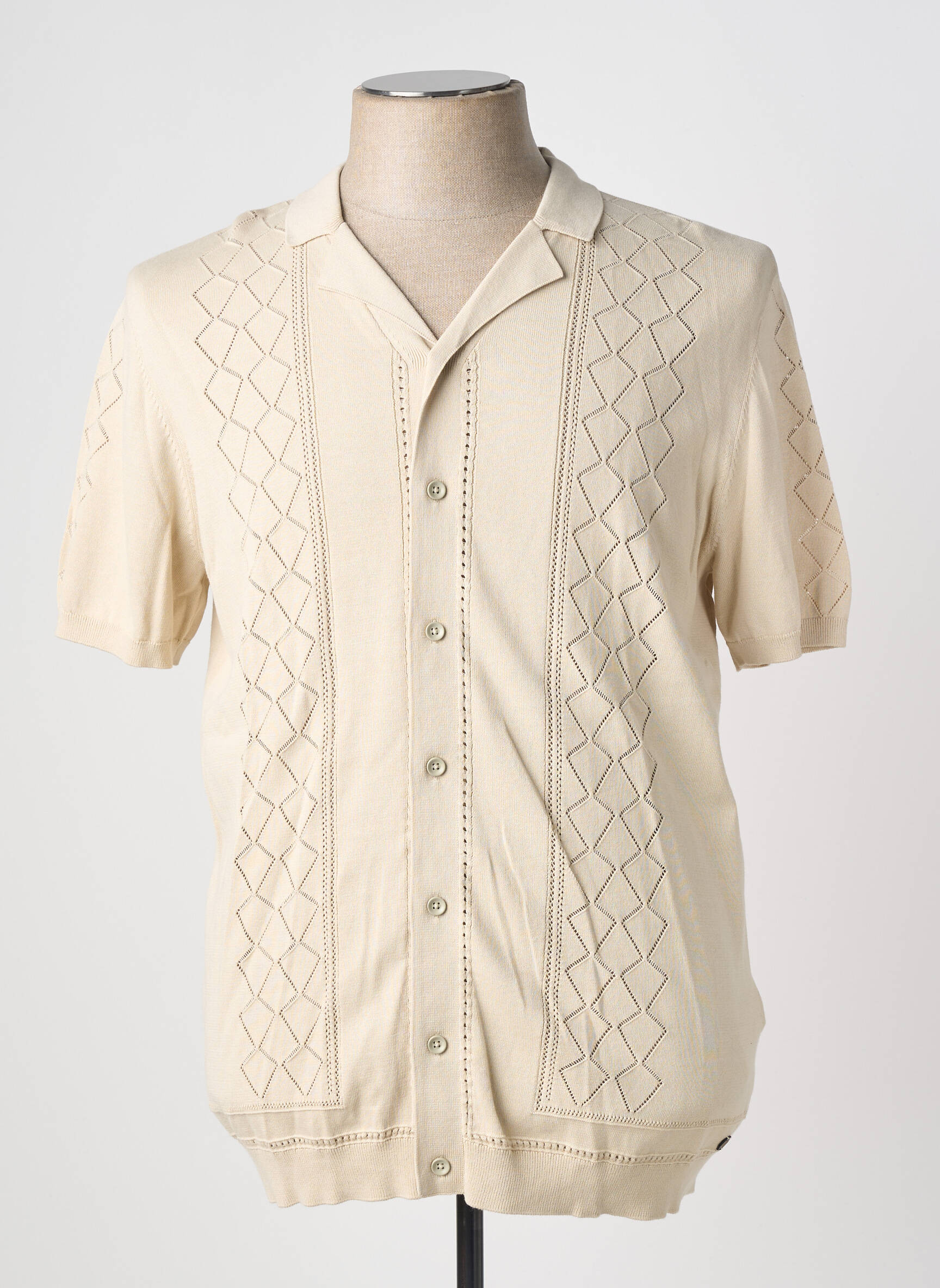 Gilet manches courtes col tailleur beige NO EXCESS homme