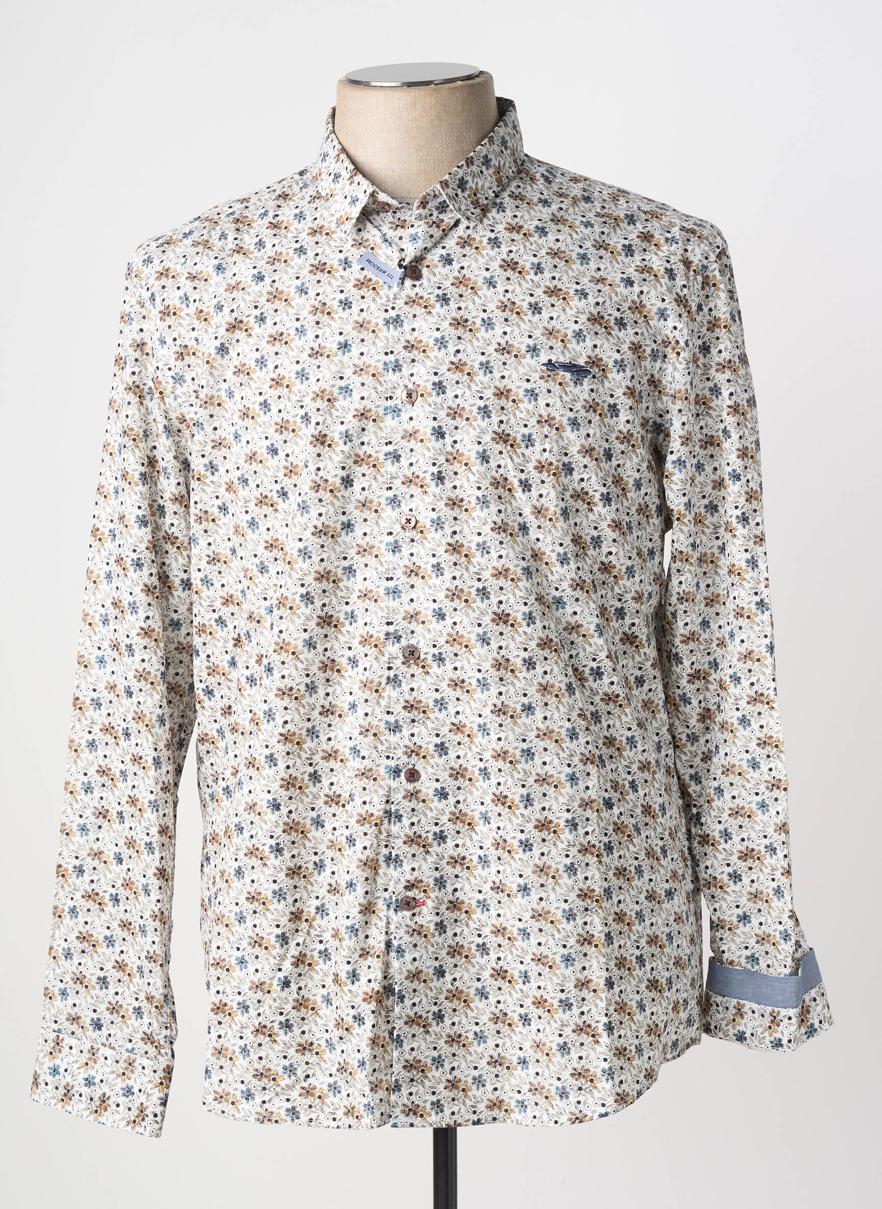 Chemise manches longues coupe cintrée beige DELAHAYE homme