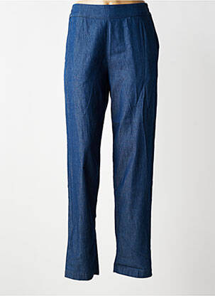 Pantalon droit tissage popeline taille normale bleu FRANSA femme