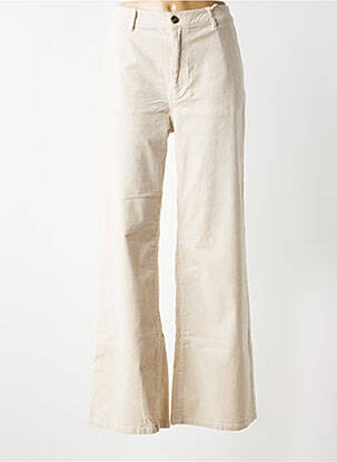 Pantalon large fermeture zippée sous rabat boutonné taille normale beige GARCIA femme