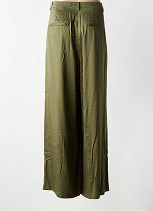 Pantalon large fermeture zippée sous rabat avec crochet taille normale vert FREEMAN T.PORTER femme