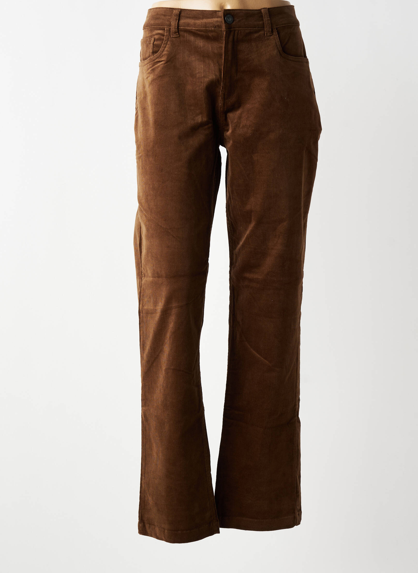 Pantalon droit stretch taille normale marron FRANSA femme