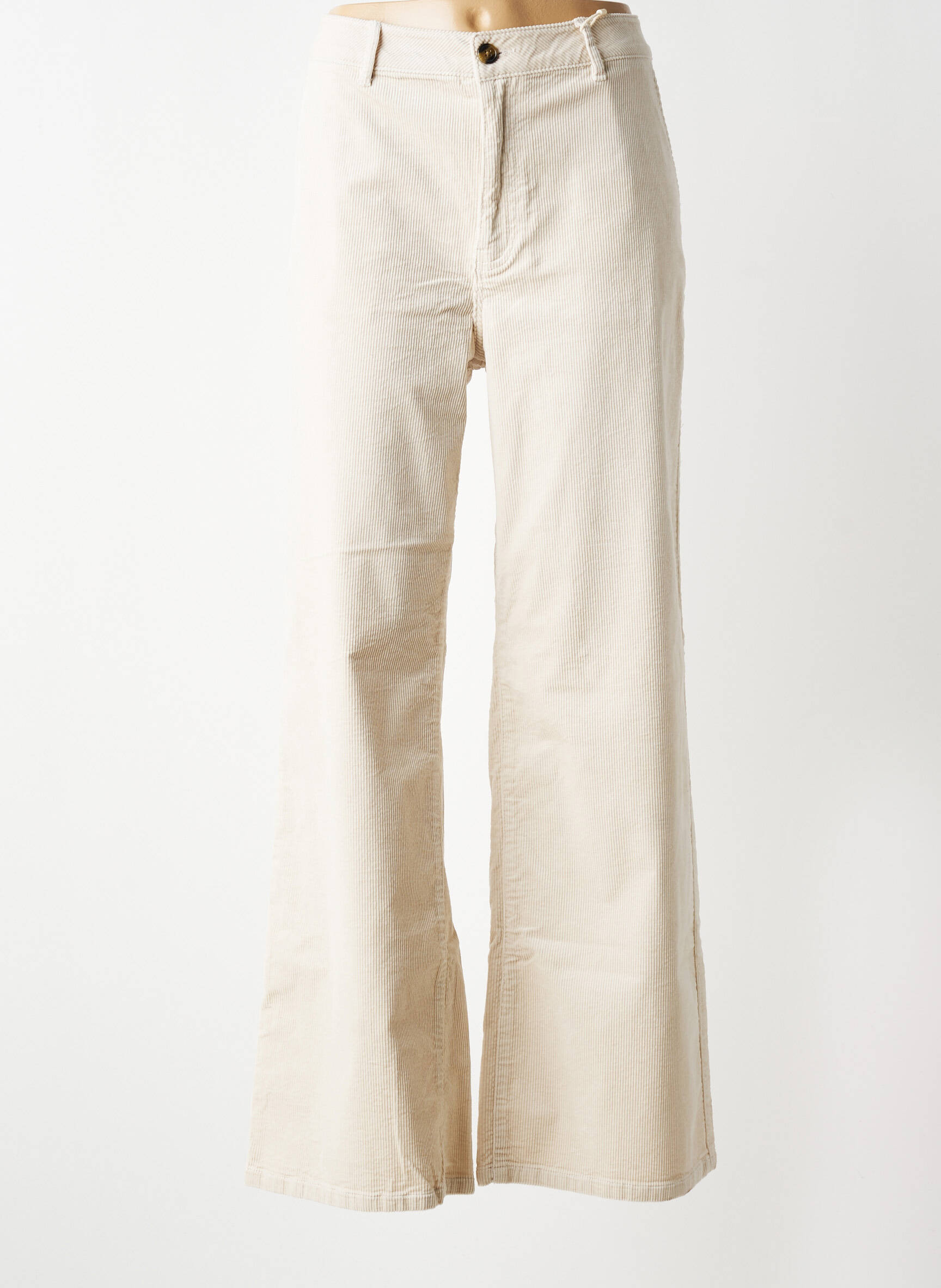 Pantalon large fermeture zippée sous rabat boutonné taille normale beige GARCIA femme