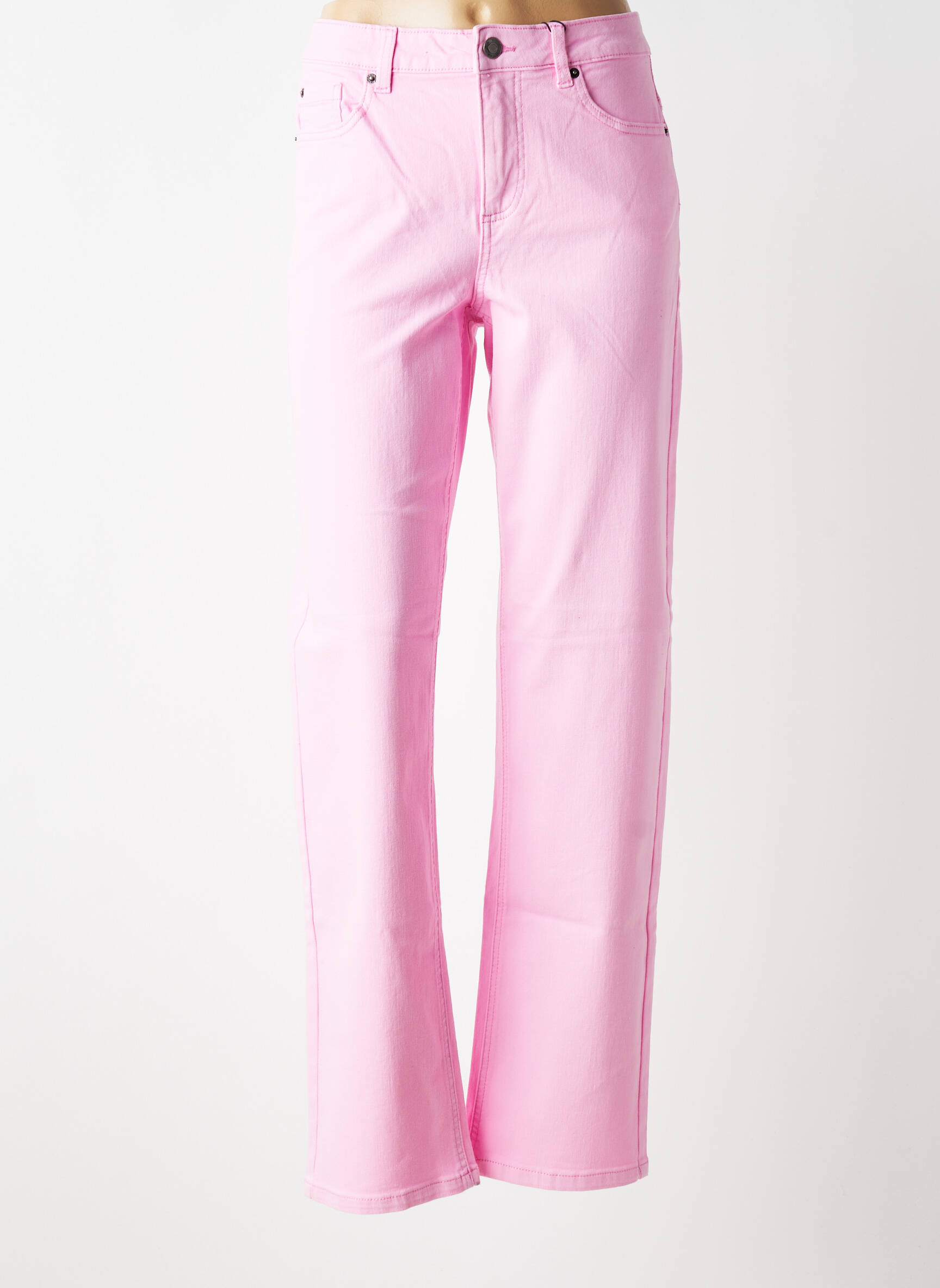 Pantalon droit stretch taille normale rose KAFFE femme