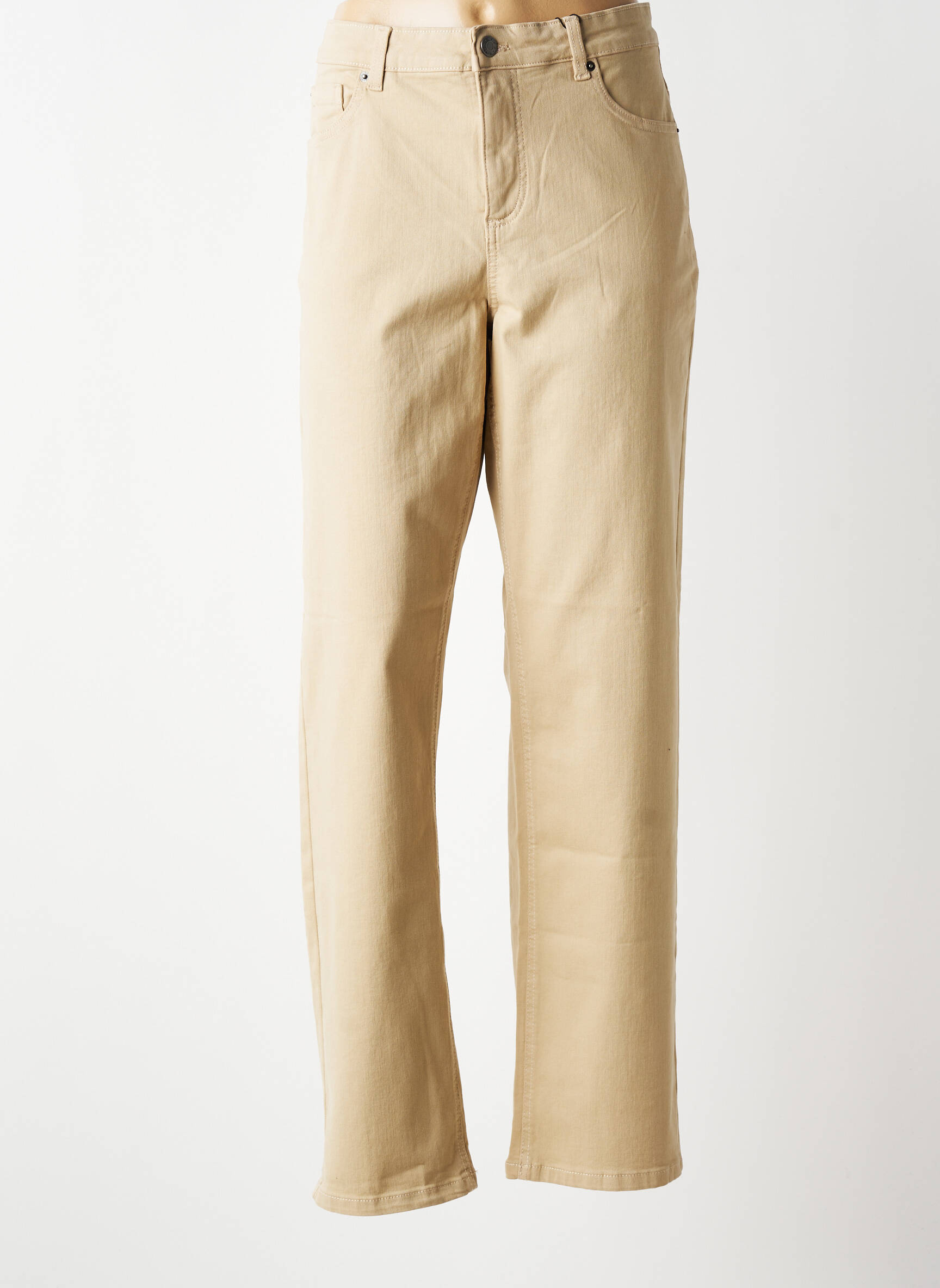 Pantalon droit stretch taille normale beige KAFFE femme