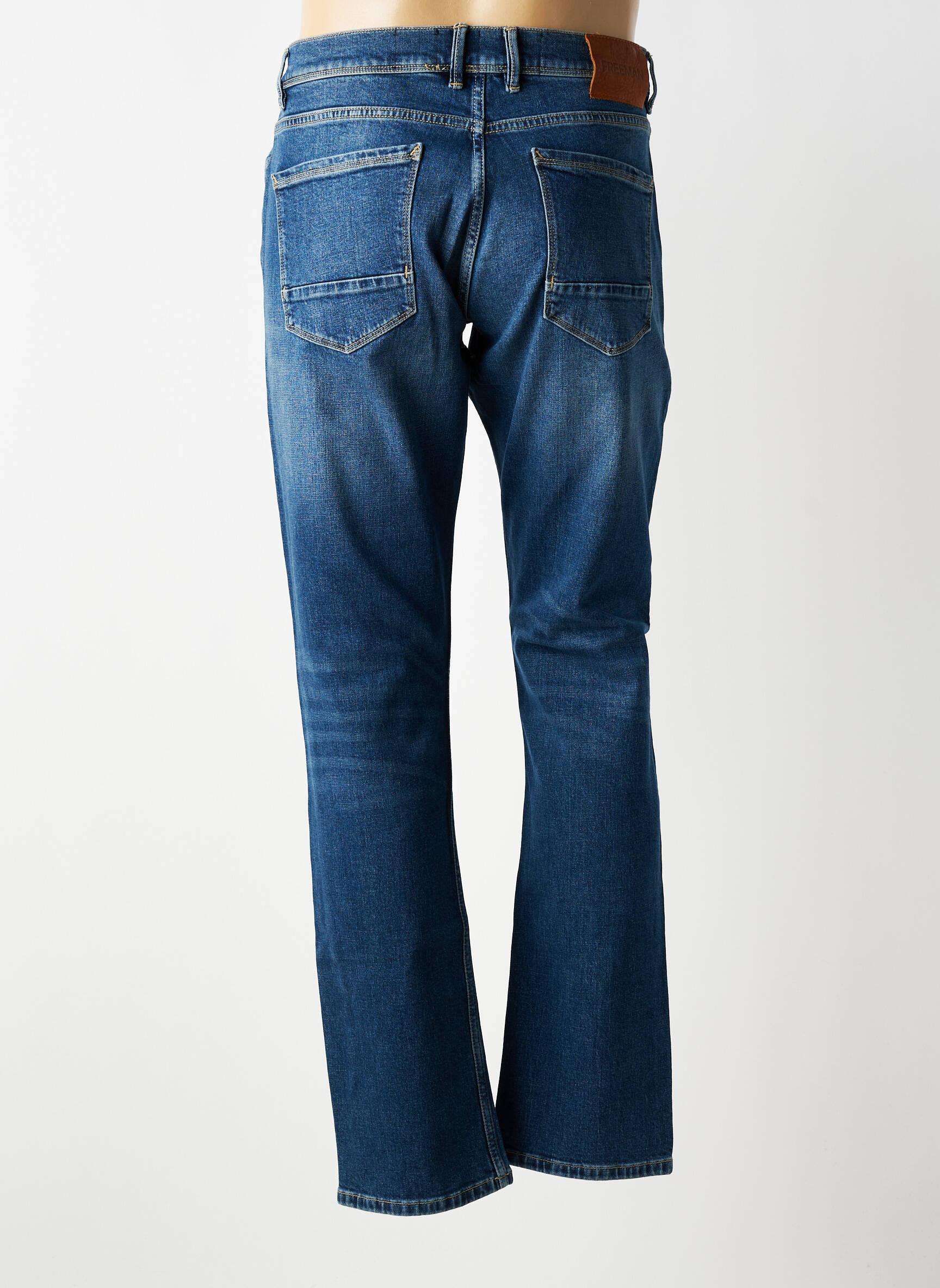 Jeans coupe droite fermeture boutonnée sur le devant taille normale bleu FREEMAN T.PORTER homme