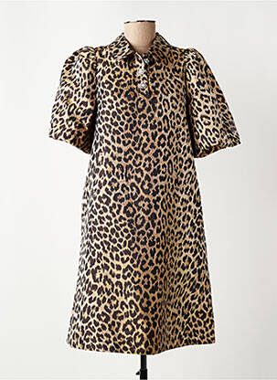 Robe mi-longue manches courtes manches courtes marron CULTURE femme
