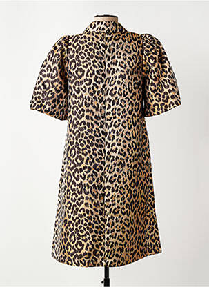 Robe mi-longue manches courtes manches courtes marron CULTURE femme