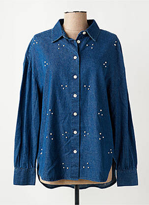Chemisier coupe droite manches longues bleu FRANSA femme