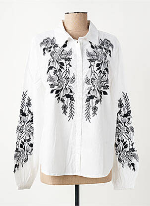 Chemisier coupe droite manches longues blanc CREAM femme