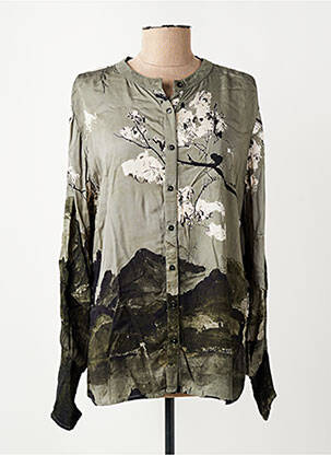 Chemisier col mao manches longues vert NÜ femme