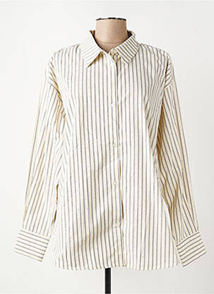 Chemisier coupe droite manches longues beige KAFFE femme