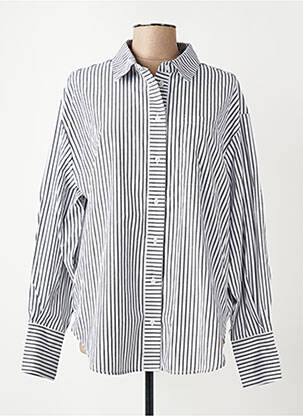 Chemisier coupe droite manches longues bleu KAFFE femme