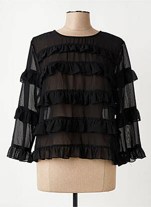 Top col rond manches 3/4 noir KAFFE femme