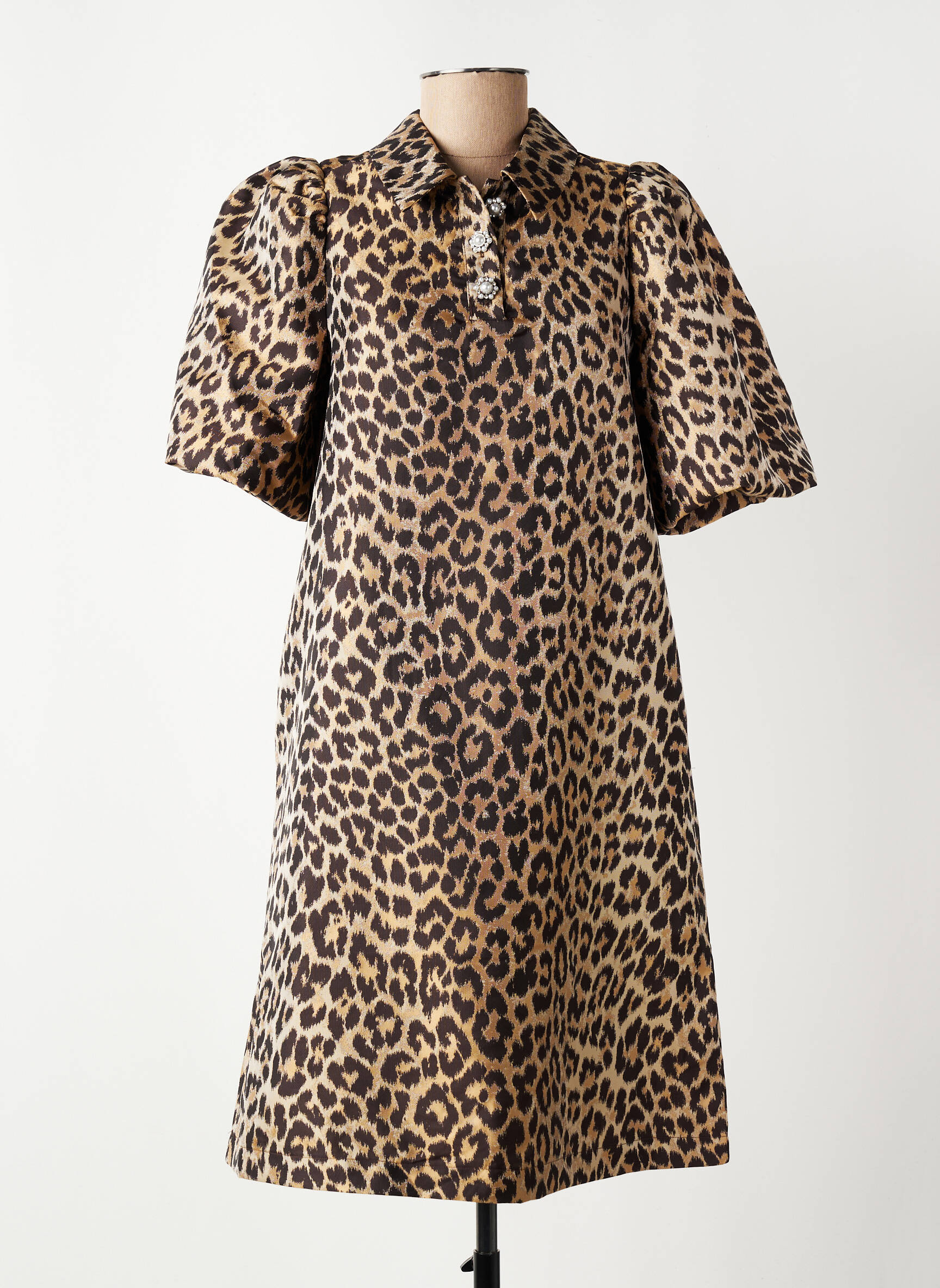 Robe mi-longue manches courtes manches courtes marron CULTURE femme