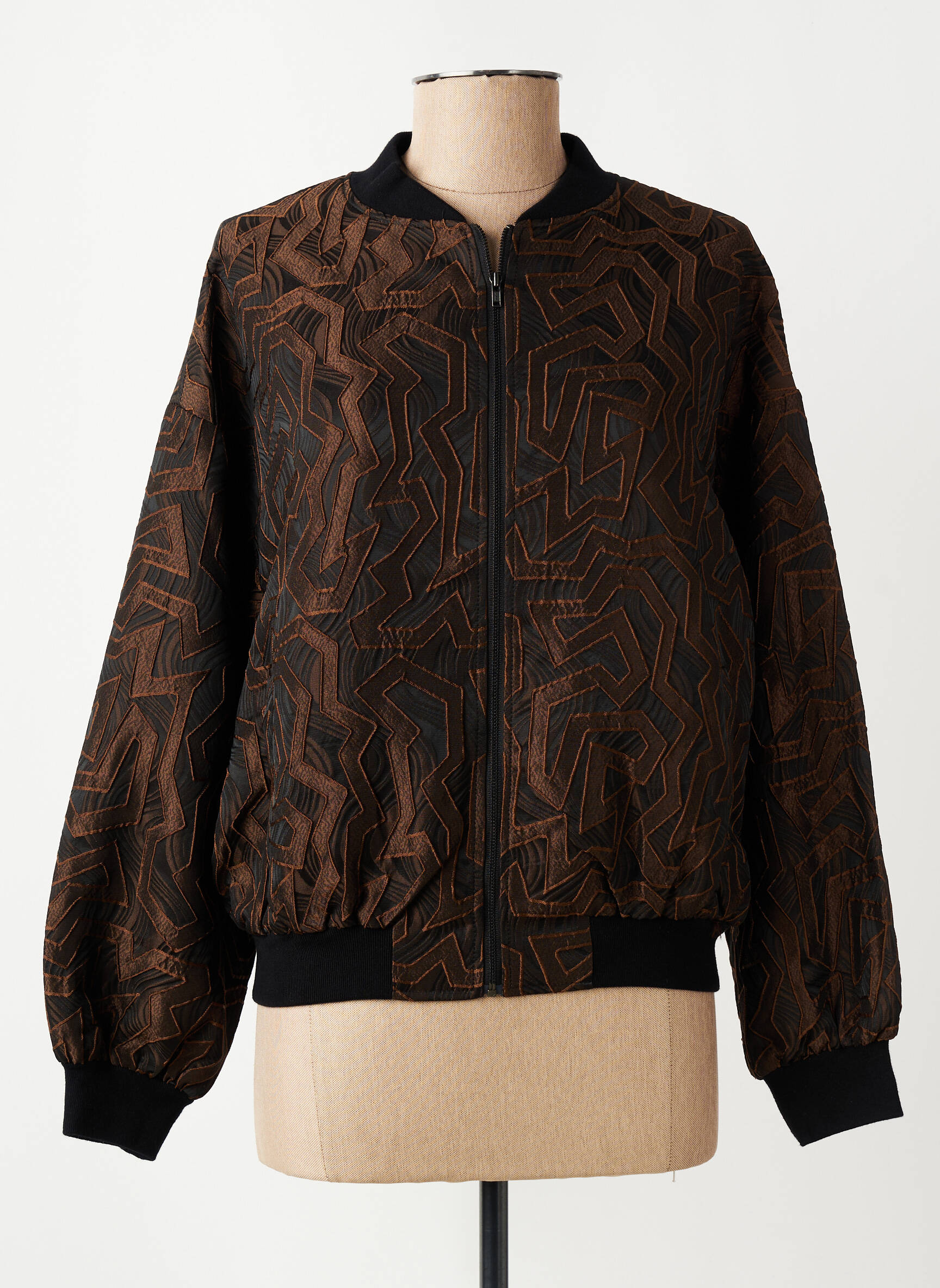 Veste casual fermeture zippée sur le devant marron NÜ femme