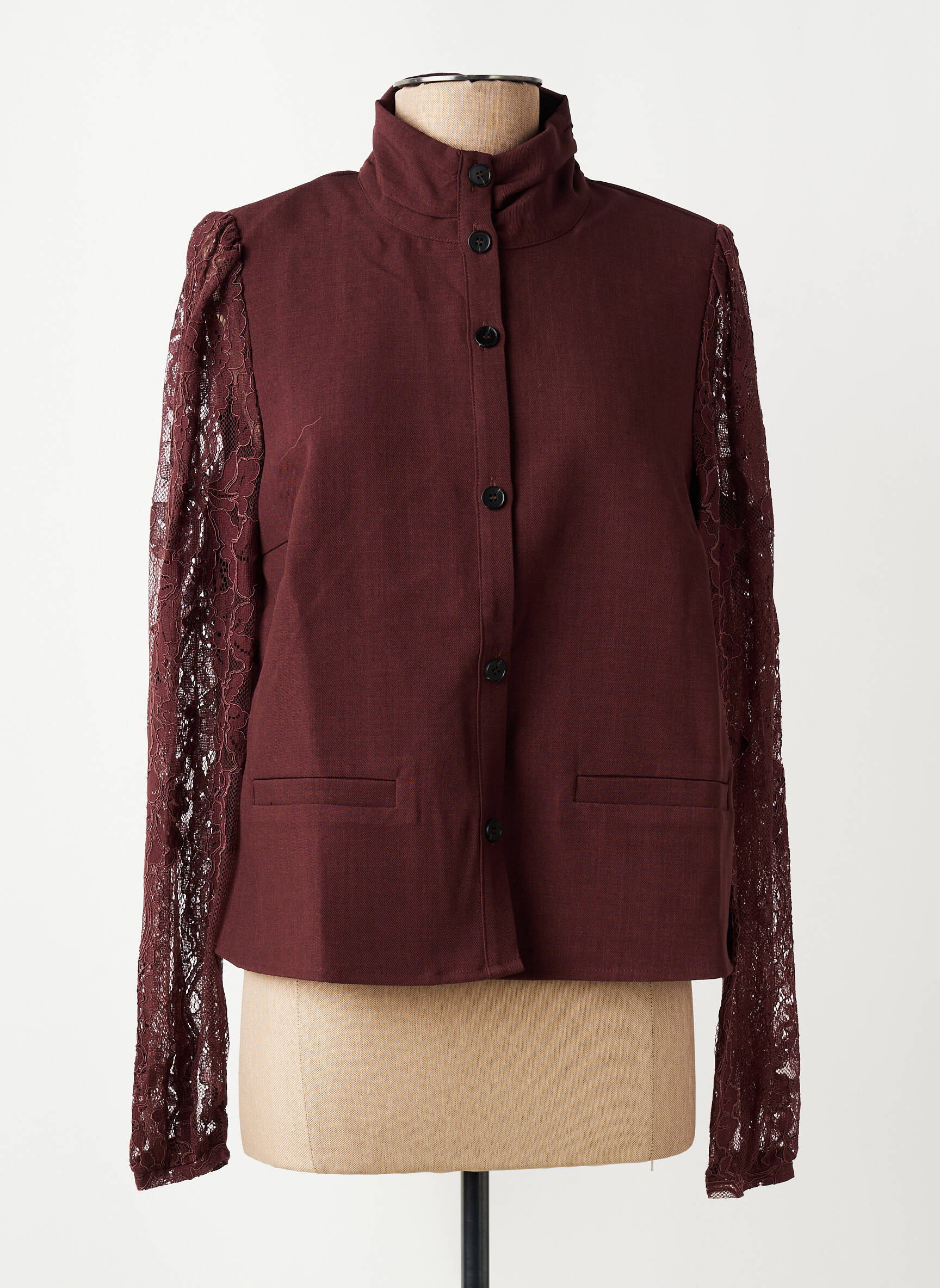 Veste casual poignets boutonnés avec fente marron NÜ femme