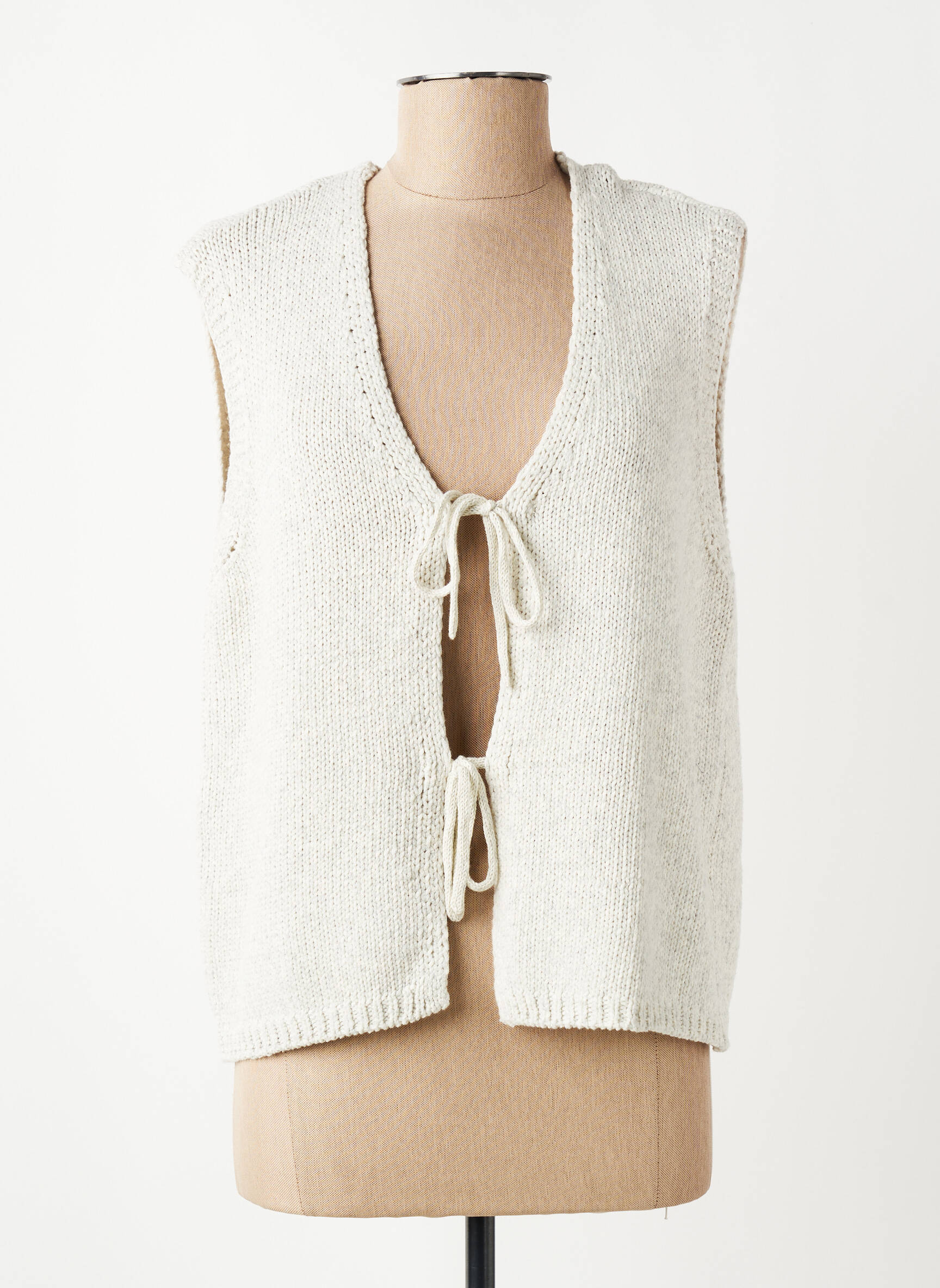 Gilet sans manche coupe droite beige KAFFE femme