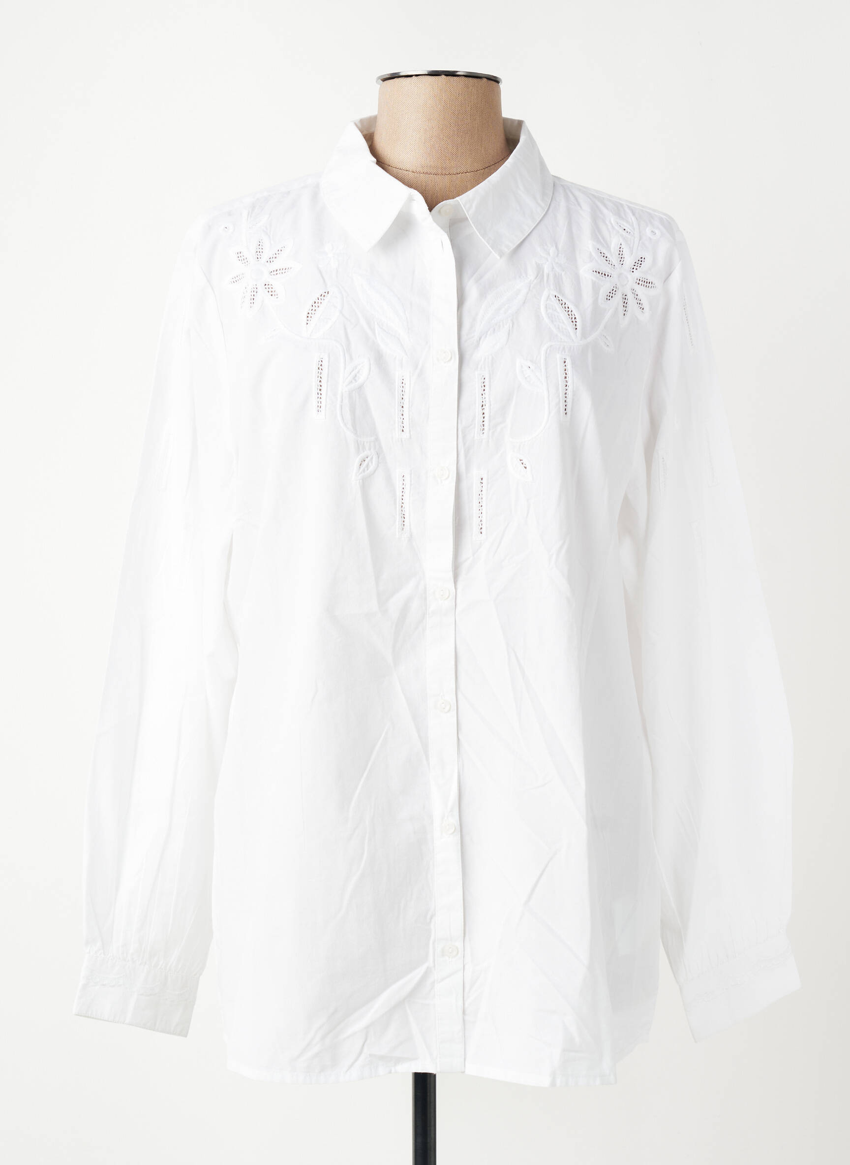 Chemisier coupe droite manches longues blanc CREAM femme