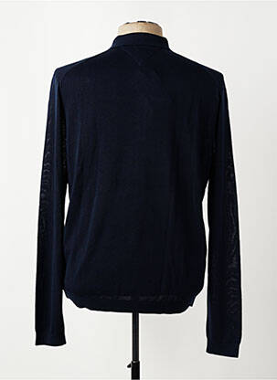 Pull col polo manches longues bleu TOMMY HILFIGER homme