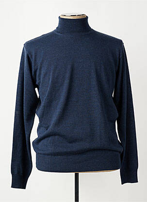 Pull col roulé coupe cintrée manches longues bleu MASSIMO BONI homme