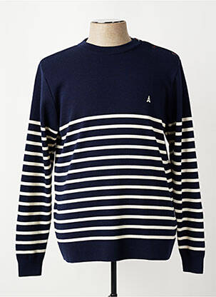 Pull col rond manches longues bleu MAISON FT homme