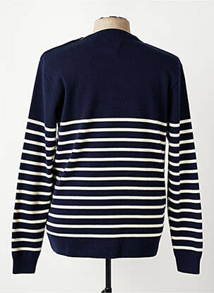 Pull col rond manches longues bleu MAISON FT homme