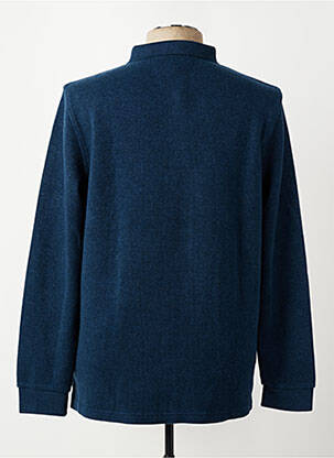 Pull col polo manches longues bleu DELAHAYE homme