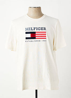 T-shirt broderie manches courtes beige TOMMY HILFIGER homme