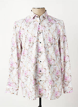 Chemise manches longues imprimé fantaisie rose OLYMP homme