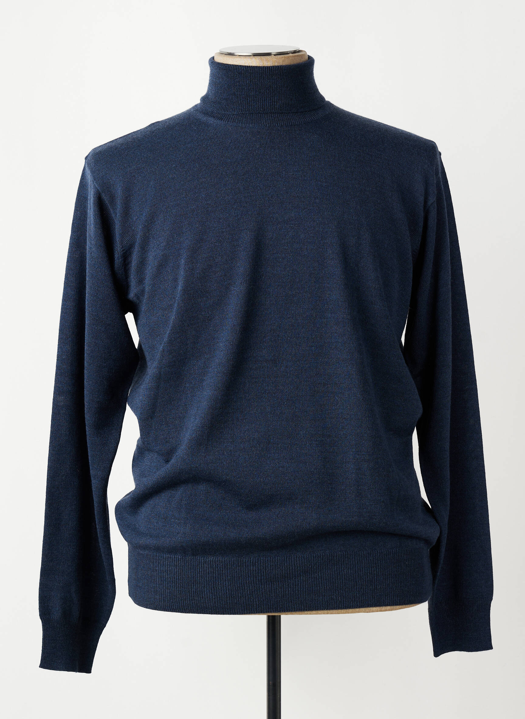 Pull col roulé coupe cintrée manches longues bleu MASSIMO BONI homme
